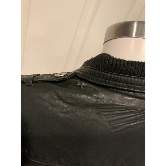 Free People Black Vegan Leather Collared Zip-Up Moto Jacket Size 12 - Picture 7 of 8